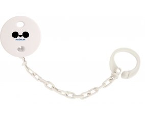 Attache-tétineDisney Mickey Nœud papillon avec prénom couleur Blanc