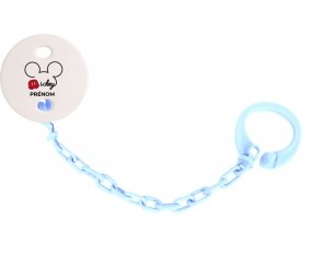 Attache-tétineDisney Mickey short avec prénom couleur Bleu ciel