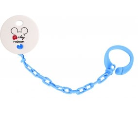 Attache-tétineDisney Mickey short avec prénom couleur Bleu turquoise
