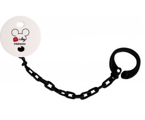 Attache-tétineDisney Mickey short avec prénom couleur Noire