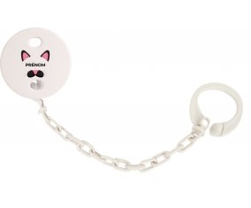 Attache-tétineChatte rose avec prénom couleur Blanc