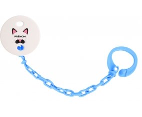 Attache-tétineChatte rose avec prénom couleur Bleu turquoise