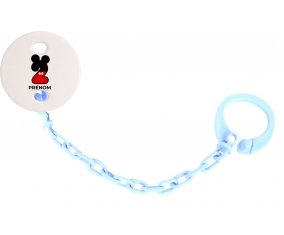 Attache-tétineDisney Mickey Numéro 2 avec prénom couleur Bleu ciel