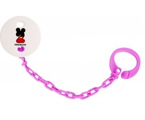 Attache-tétineDisney Mickey Numéro 2 avec prénom couleur Rose fuschia