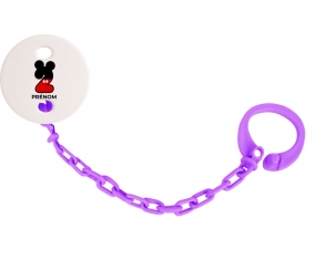 Attache-tétineDisney Mickey Numéro 2 avec prénom couleur Violet