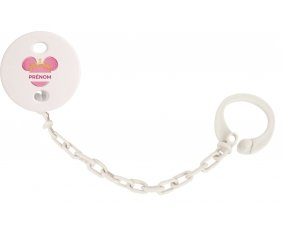 Attache-tétineDisney Minnie rose courone doré avec prénom couleur Blanc