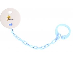 Attache-tétineMaya l'abeille avec prénom couleur Bleu ciel