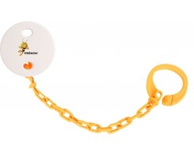 Attache-tétineMaya l'abeille avec prénom couleur Orange