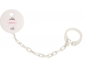 Attache-tétineCouronne rose bulle cœur avec prénom couleur Blanc