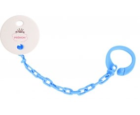 Attache-tétineCouronne rose bulle cœur avec prénom couleur Bleu turquoise