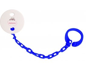 Attache-tétineCouronne rose bulle cœur avec prénom couleur Marine