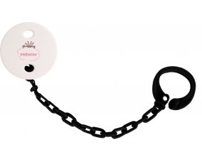 Attache-tétineCouronne rose bulle cœur avec prénom couleur Noire