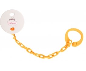 Attache-tétineCouronne rose bulle cœur avec prénom couleur Orange