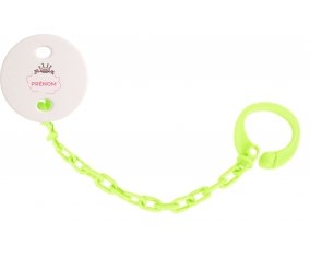 Attache-tétineCouronne rose bulle cœur avec prénom couleur Verte
