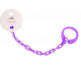 Attache-tétineCouronne rose bulle cœur avec prénom couleur Violet