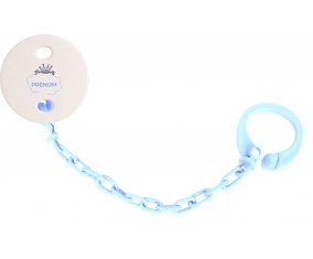 Attache-tétineCouronne bleue bulle cœur avec prénom couleur Bleu ciel