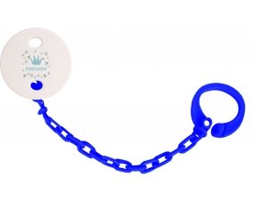 Attache-tétineCouronne bleue cœur design-2 avec prénom couleur Marine