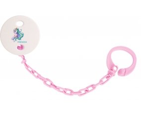 Attache-tétineMy Little Pony Princesse Célestia design-2 avec prénom couleur Rose clair