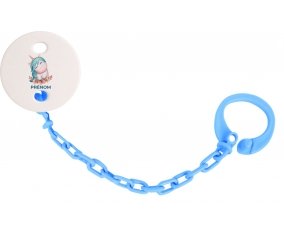 Attache-tétineLicorne turquoise avec prénom couleur Bleu turquoise