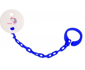 Attache-tétineLicorne design-2 avec prénom couleur Marine