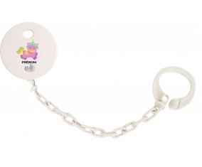 Attache-tétineLicorne design-4 avec prénom couleur Blanc