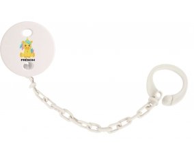 Attache-tétineLicorne design-5 avec prénom couleur Blanc