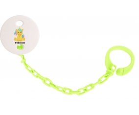Attache-tétineLicorne design-5 avec prénom couleur Verte