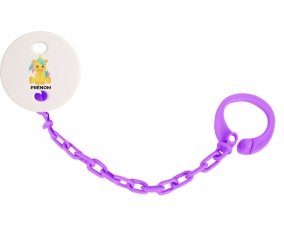 Attache-tétineLicorne design-5 avec prénom couleur Violet