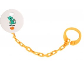 Attache-tétineDragon design-1 avec prénom couleur Orange