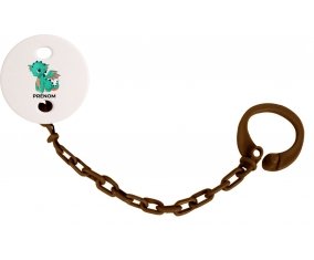 Attache-tétineDragon design-1 avec prénom couleur Marron
