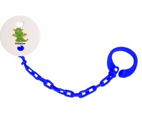 Attache-tétineDragon design-2 avec prénom couleur Marine