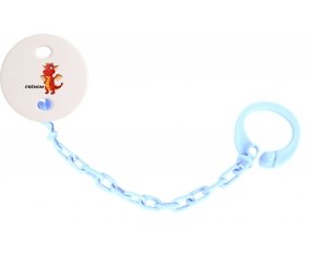 Attache-tétineDragon design-5 avec prénom couleur Bleu ciel