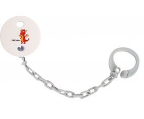 Attache-tétineDragon design-5 avec prénom couleur Grise