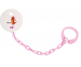 Attache-tétineDragon design-5 avec prénom couleur Rose clair