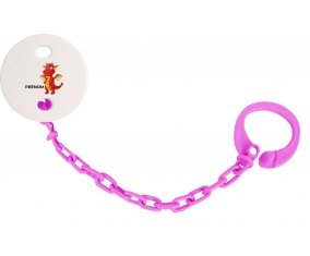 Attache-tétineDragon design-5 avec prénom couleur Rose fuschia