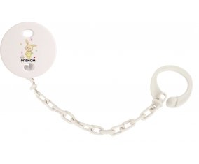 Attache-tétineLapin papillon voiture avec prénom couleur Blanc