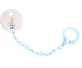 Attache-tétineLapin papillon voiture avec prénom couleur Bleu ciel