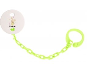 Attache-tétineLapin papillon voiture avec prénom couleur Verte