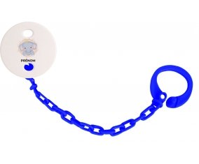 Attache-tétineÉléphant couronne jaune avec prénom couleur Marine