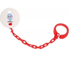 Attache-tétineBébé éléphant avec prénom couleur Rouge