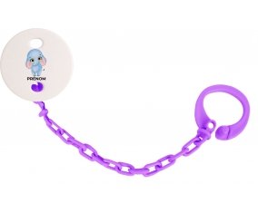 Attache-tétineBébé éléphant avec prénom couleur Violet