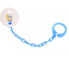 Attache-tétineBébé éléphant bonne nuit avec prénom couleur Bleu turquoise