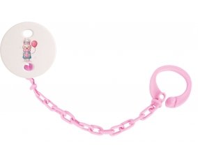 Attache-tétineLapin avec ballon rose couleur Rose clair