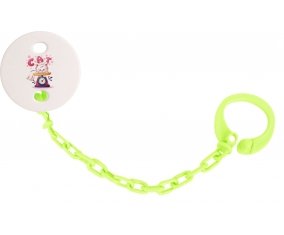 Attache-tétineAnimaux rigolos Cat design-1 couleur Verte