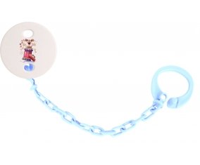 Attache-tétineAnimaux rigolos Woof ! couleur Bleu ciel