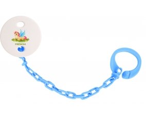 Attache-tétineLicorne design-8 avec prénom couleur Bleu turquoise