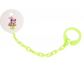 Attache-tétineDisney Minnie Numéro 1 anniversaire couleur Verte