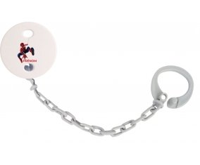 Attache-tétineSpiderman design-1 avec prénom couleur Grise