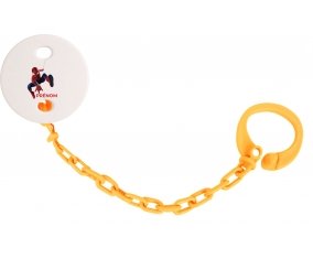 Attache-tétineSpiderman design-1 avec prénom couleur Orange