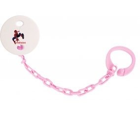 Attache-tétineSpiderman design-1 avec prénom couleur Rose clair